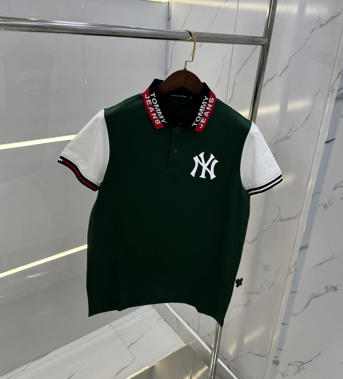 Tommy Hilfige r Green Logo Work  Premium Polo T-Shirt