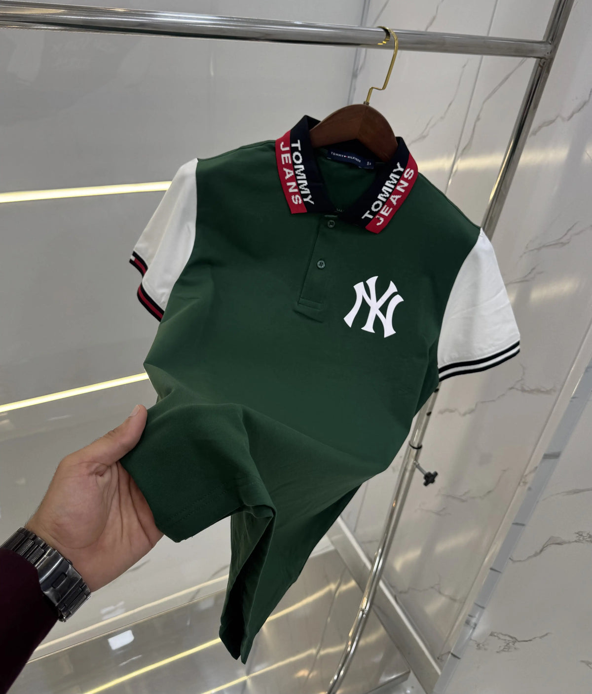 Tommy Hilfige r Green Logo Work  Premium Polo T-Shirt