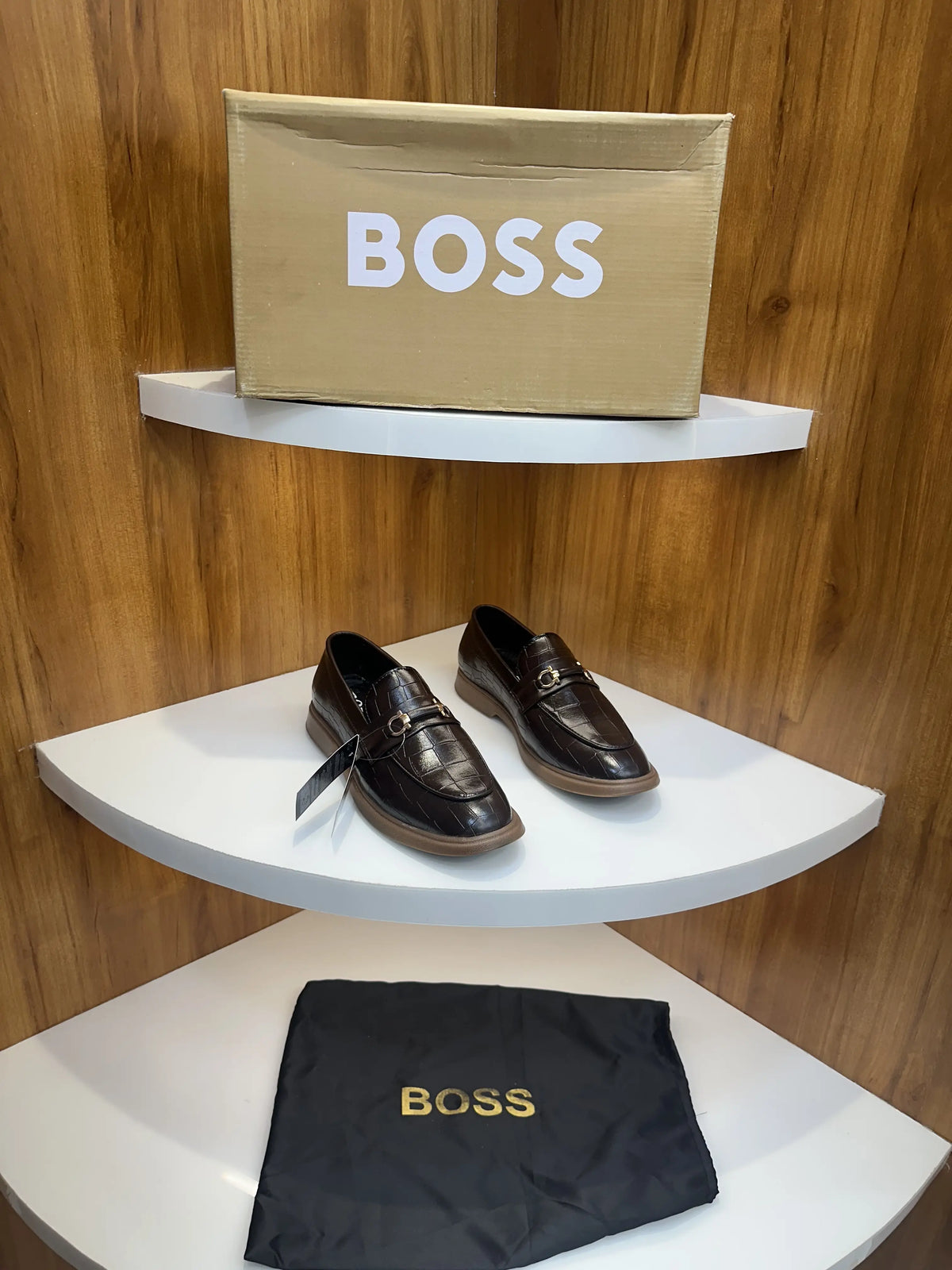 Hugo_Boss Brown Metal Buckle Premium Leather Formal Loafers