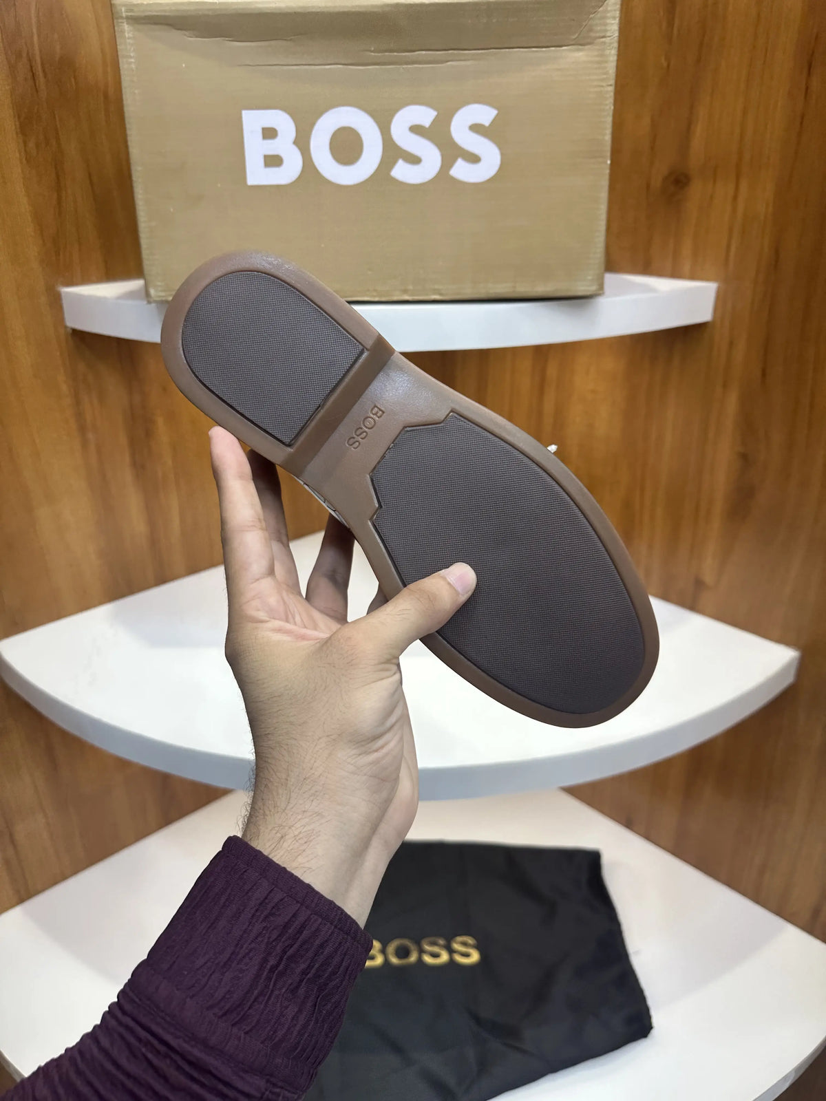 Hugo_Boss Brown Metal Buckle Premium Leather Formal Loafers