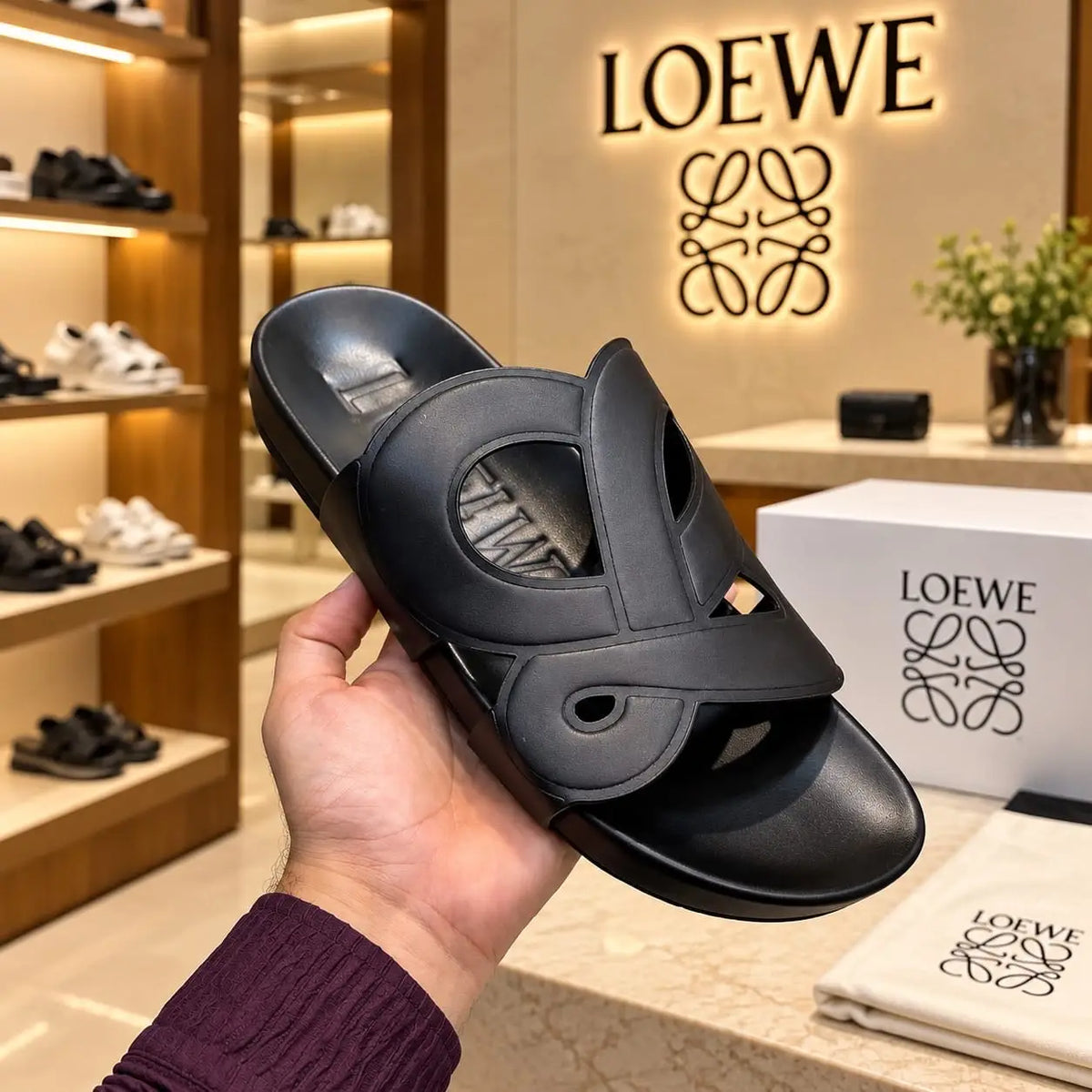 Loewe_Black Premium Luxury Slide For Men