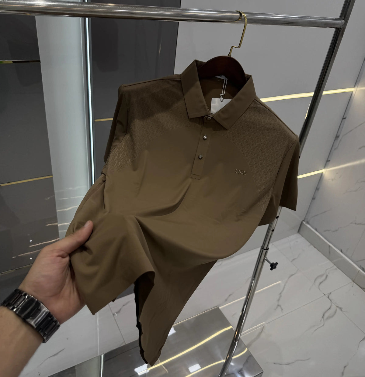 Christian Dio r Brown Luxury Polo T-shirt