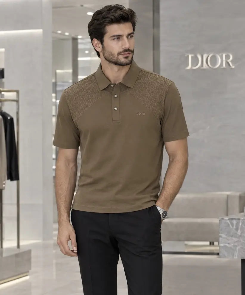 Christian Dio r Brown Luxury Polo T-shirt