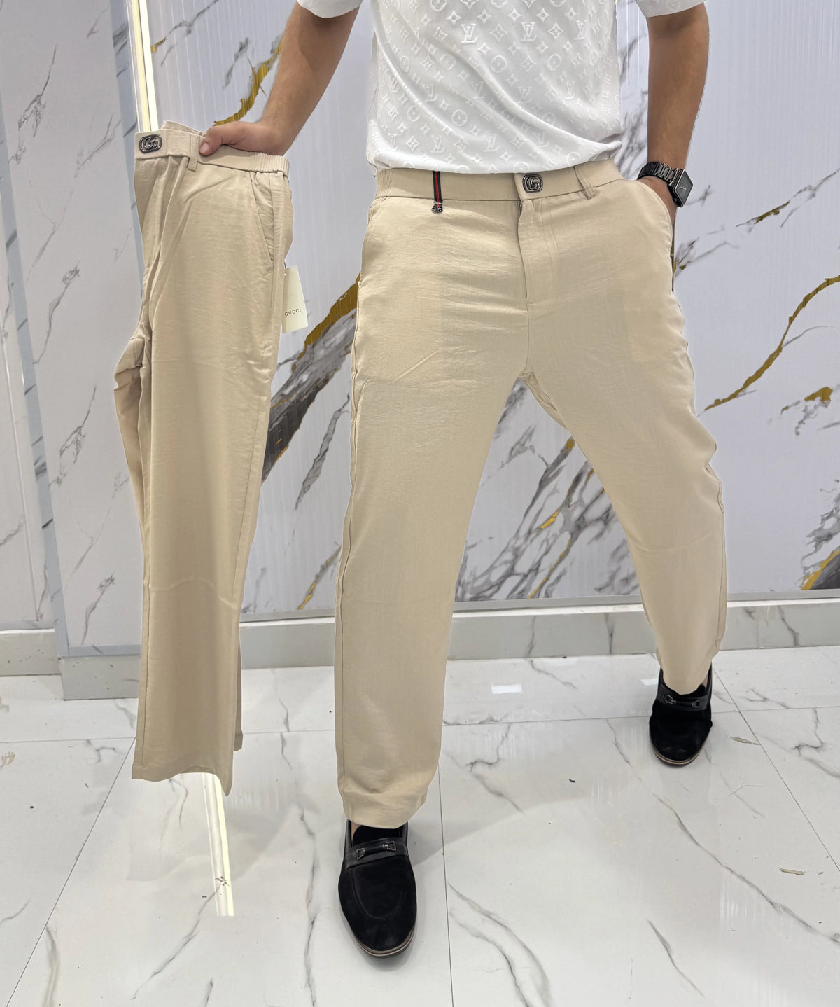 Gucc i Beige Imported Korean Trouser