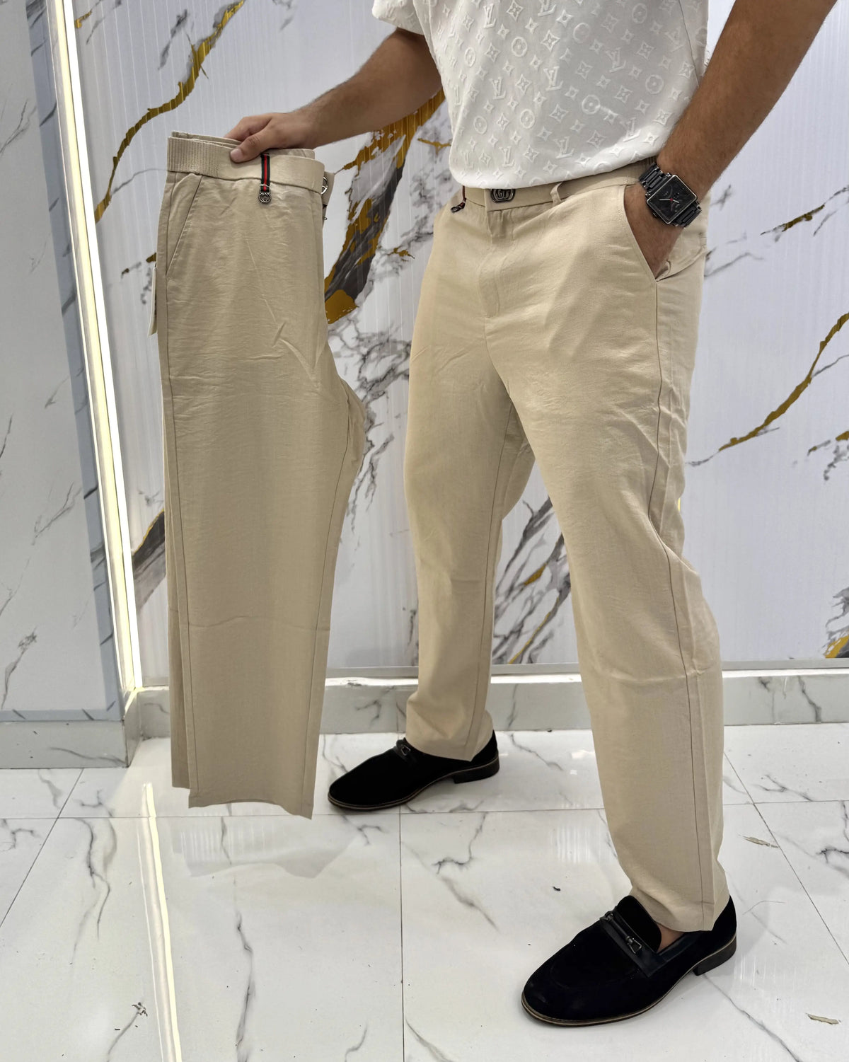 Gucc i Beige Imported Korean Trouser