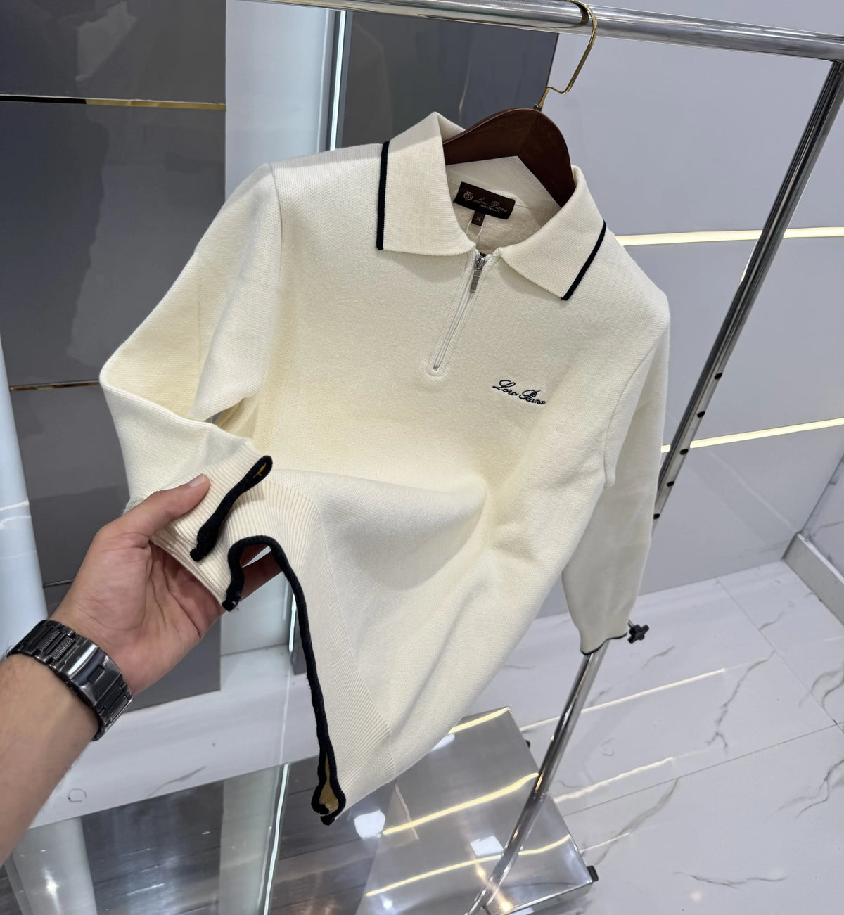 Loro Piana Cream Imported Knitted Pull Over