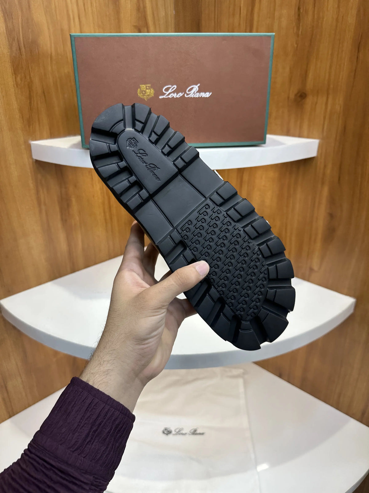 Loro_Piana Tan Double Strap Luxury Slide