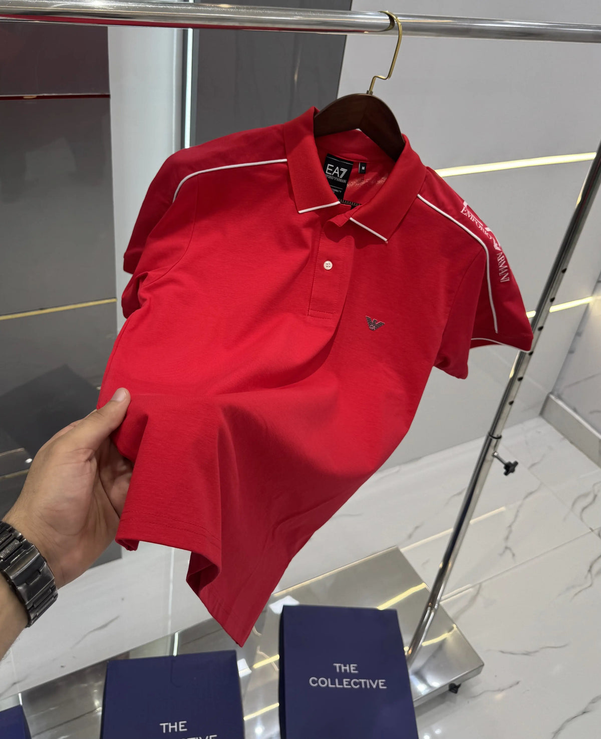 Empori o Arman i Red Embroidery Work Premium Polo T-shirt With Box