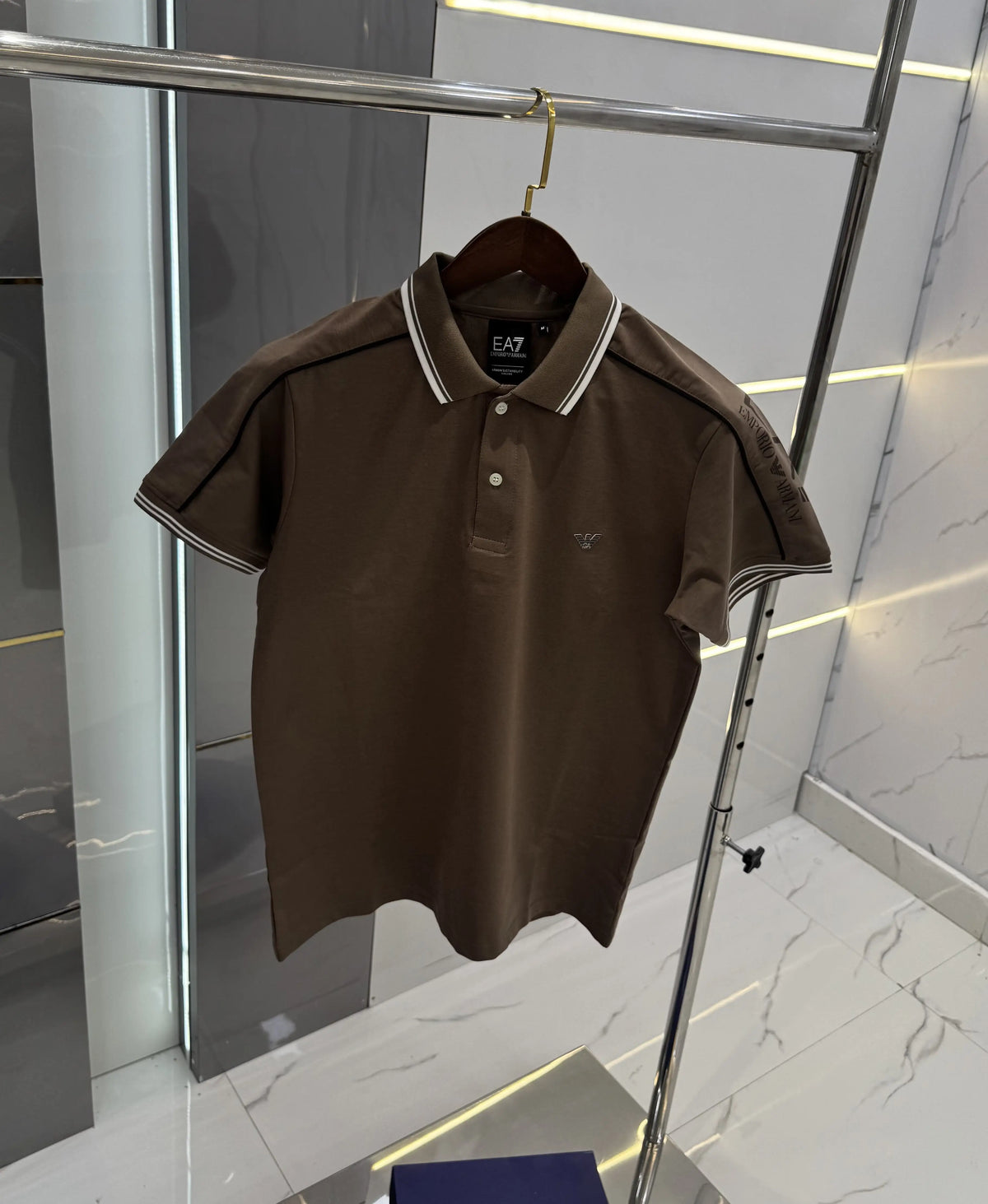 Empori o Arman i Light Brown Embroidery Work Premium Polo T-shirt With Box