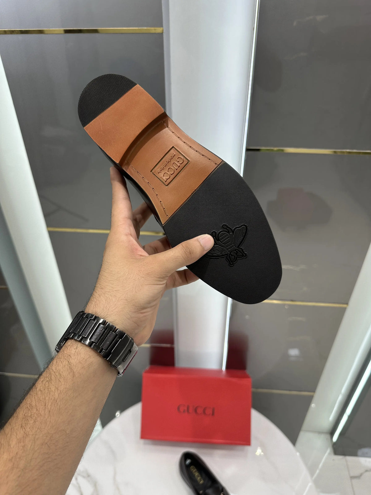 Gucci_Brown Metal Buckle Premium Leather Formal Loafers