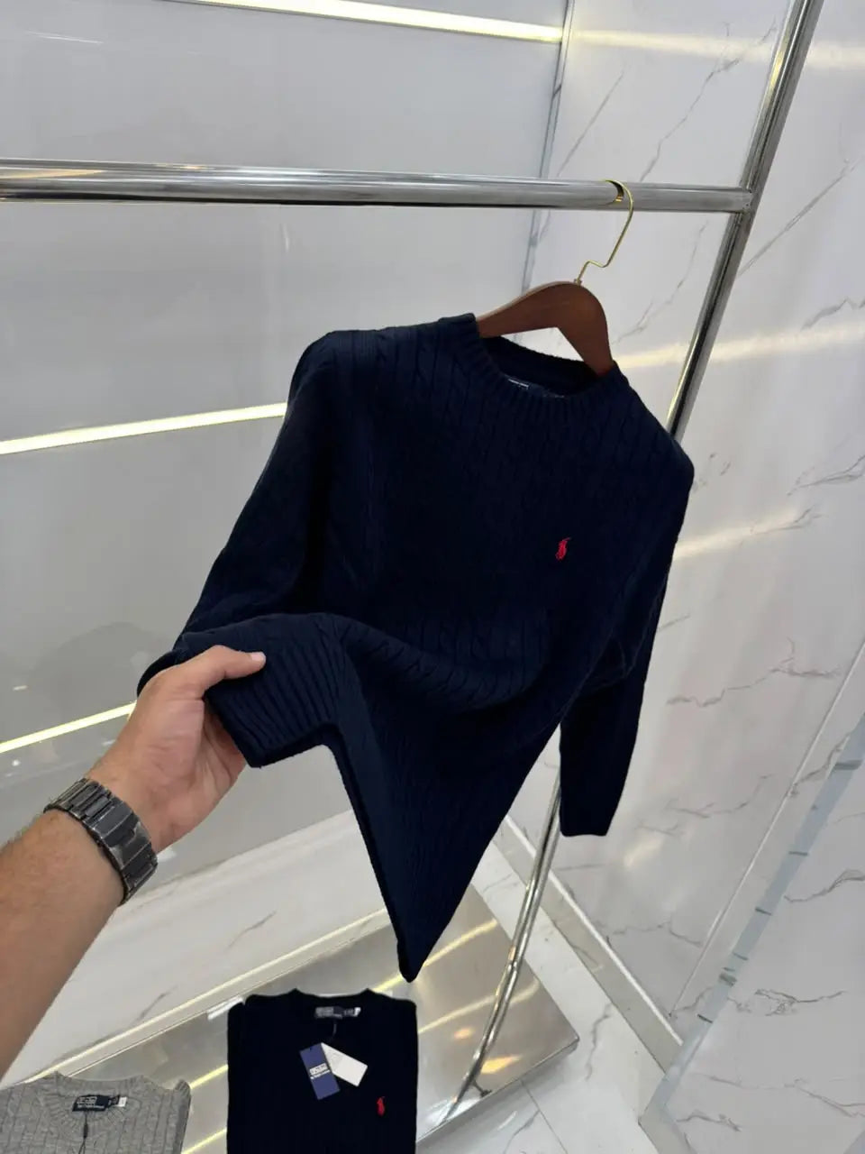 Ralp h  Lauren Navy Blue Imported Knitted Pull Over