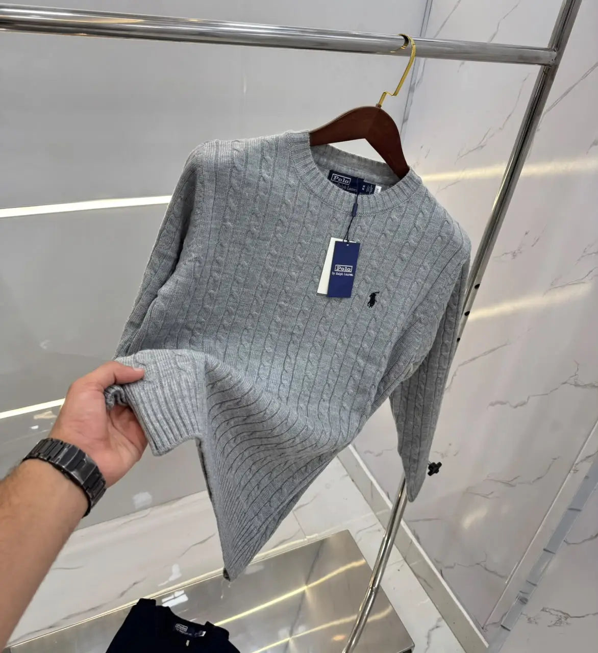 Ralp h  Lauren Grey Imported Knitted Pull Over