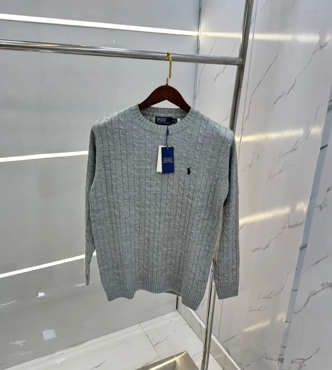 Ralp h  Lauren Grey Imported Knitted Pull Over