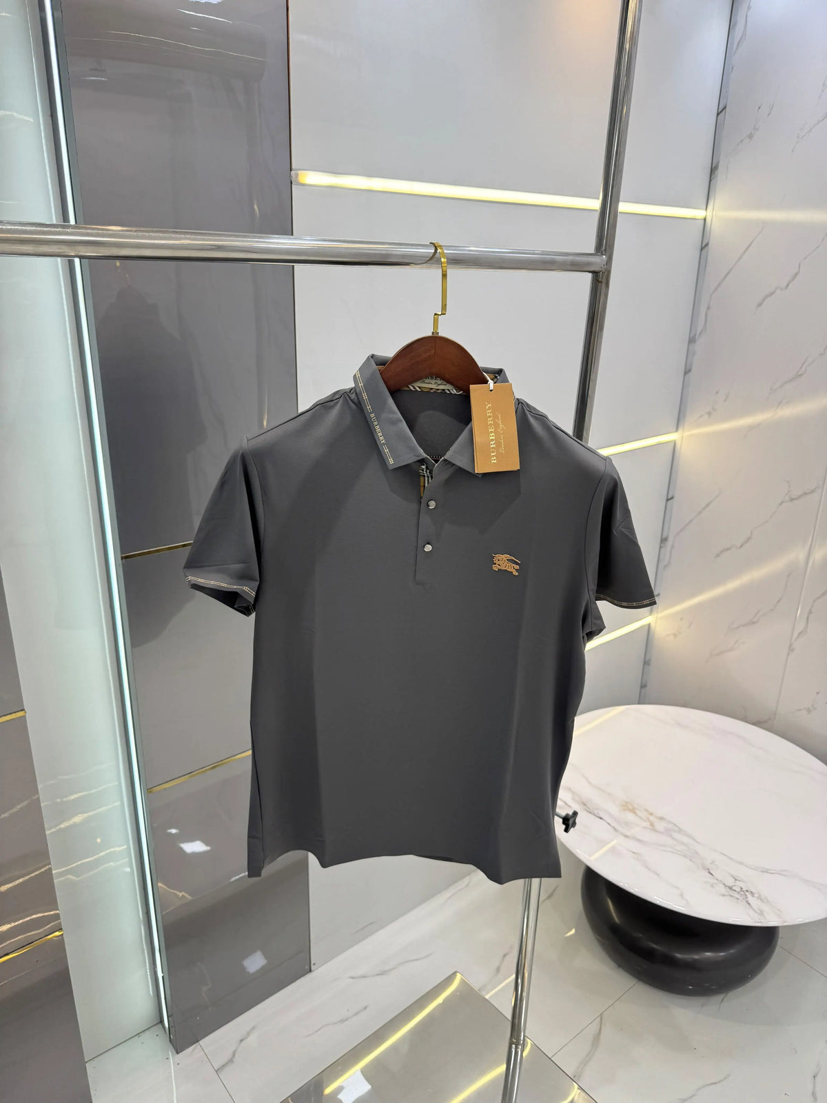 Burberr y D.gery Embroidery Logo  Premium Classic Polo T-Shirt