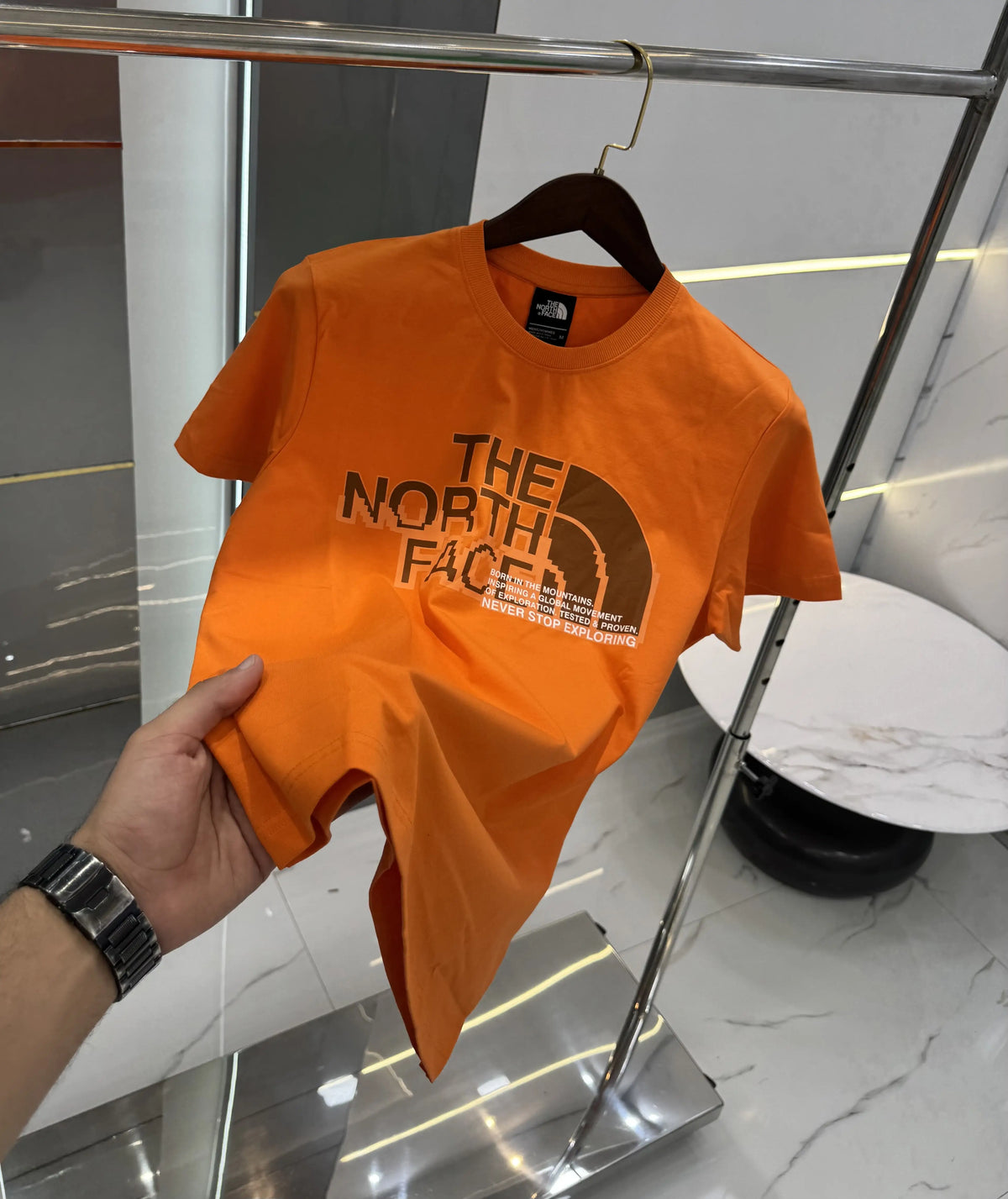 The North Face Orange Logo Print Premium T-Shirt