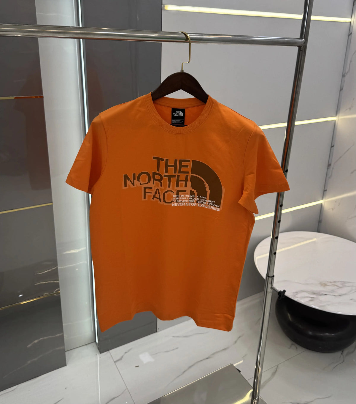 The North Face Orange Logo Print Premium T-Shirt