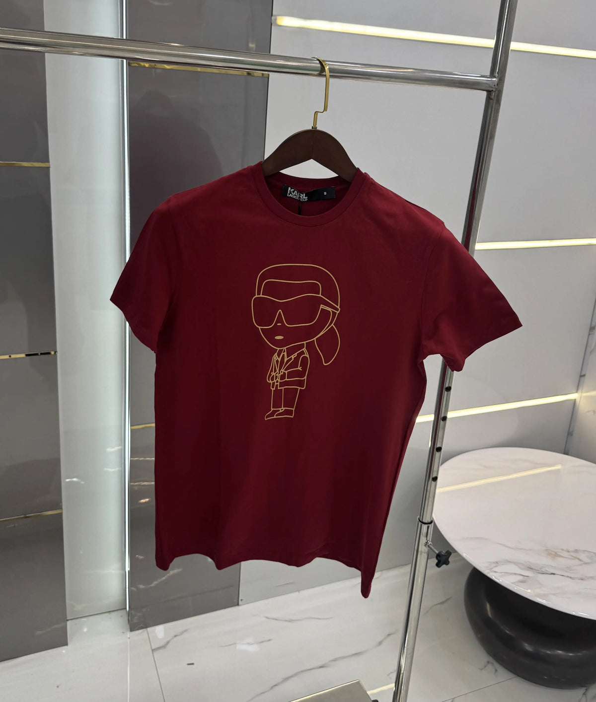 Karl Lagerfeld Maroon Logo Print Premium T-Shirt