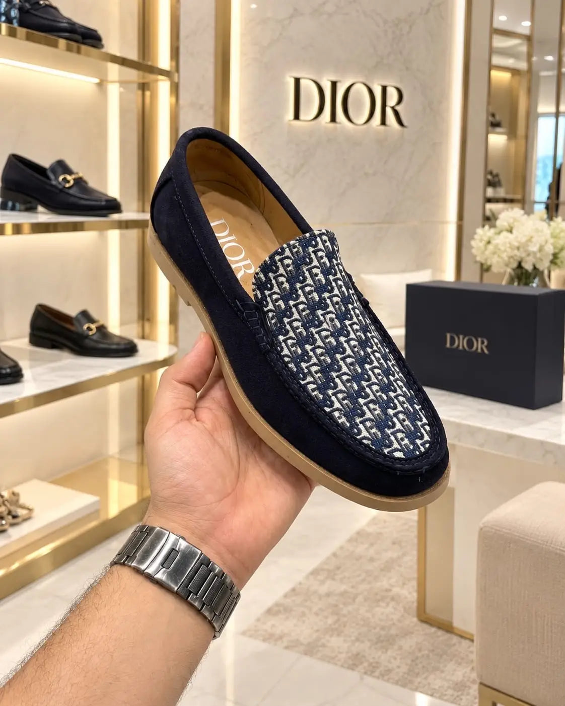Dior_Monogram Blue Suede Leather Formal Loafer