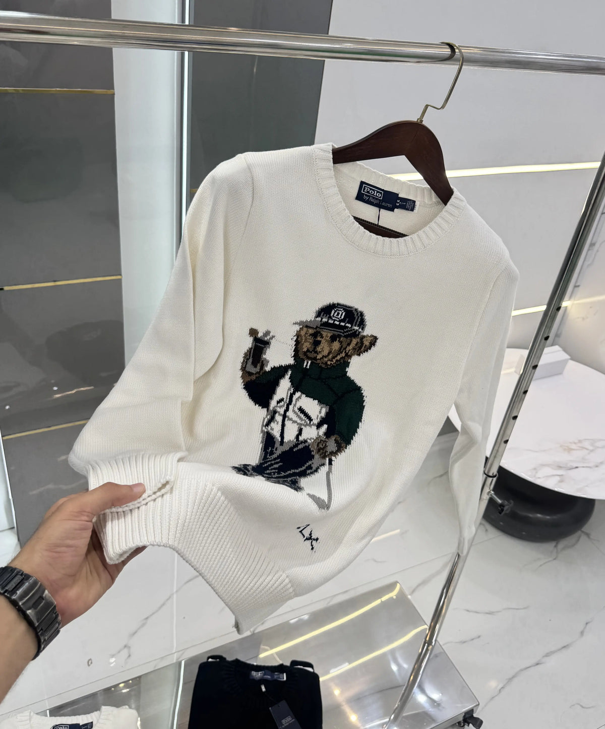 Ralph Laure n White Teddy Knitted Imported Pull Over