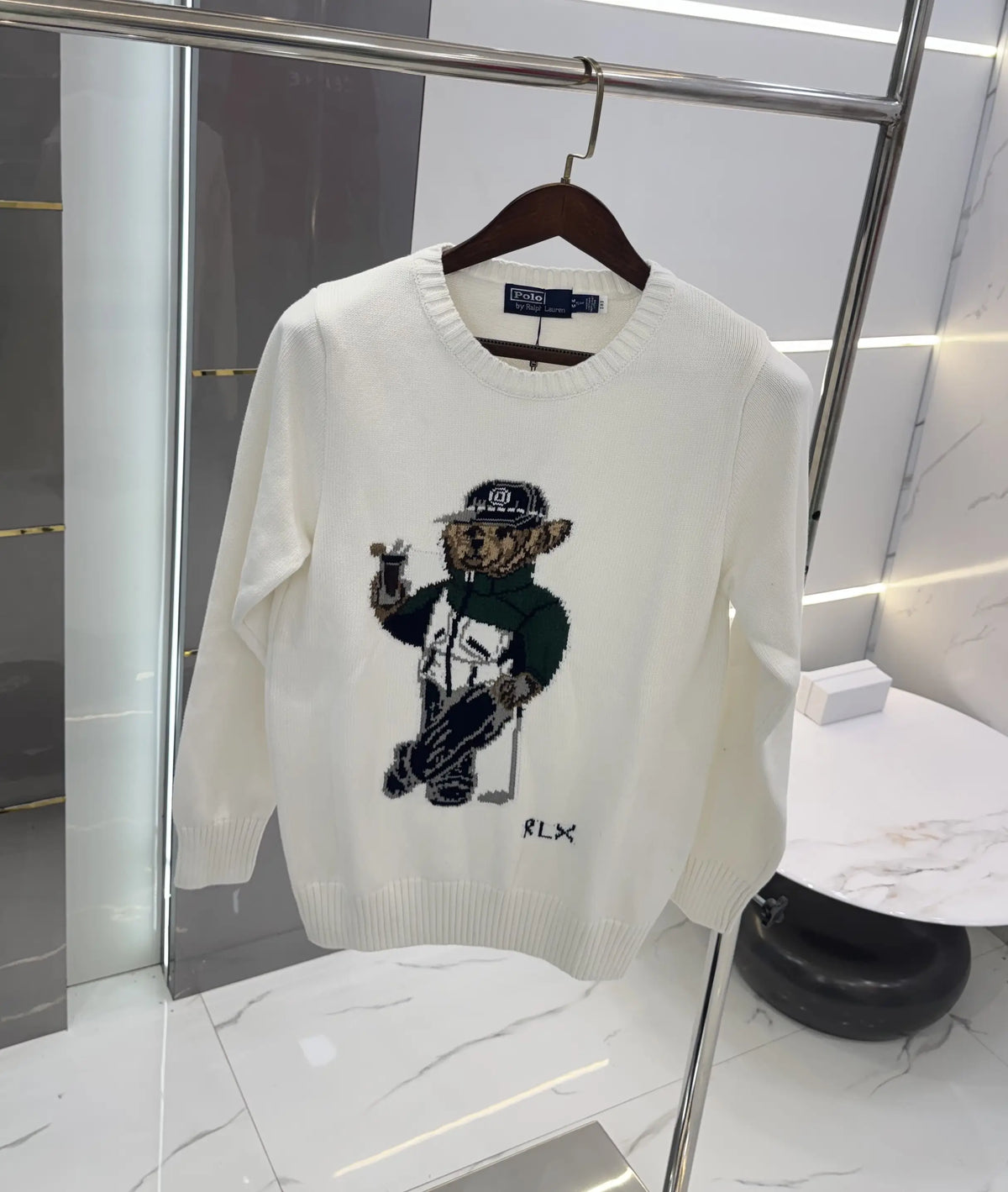 Ralph Laure n White Teddy Knitted Imported Pull Over