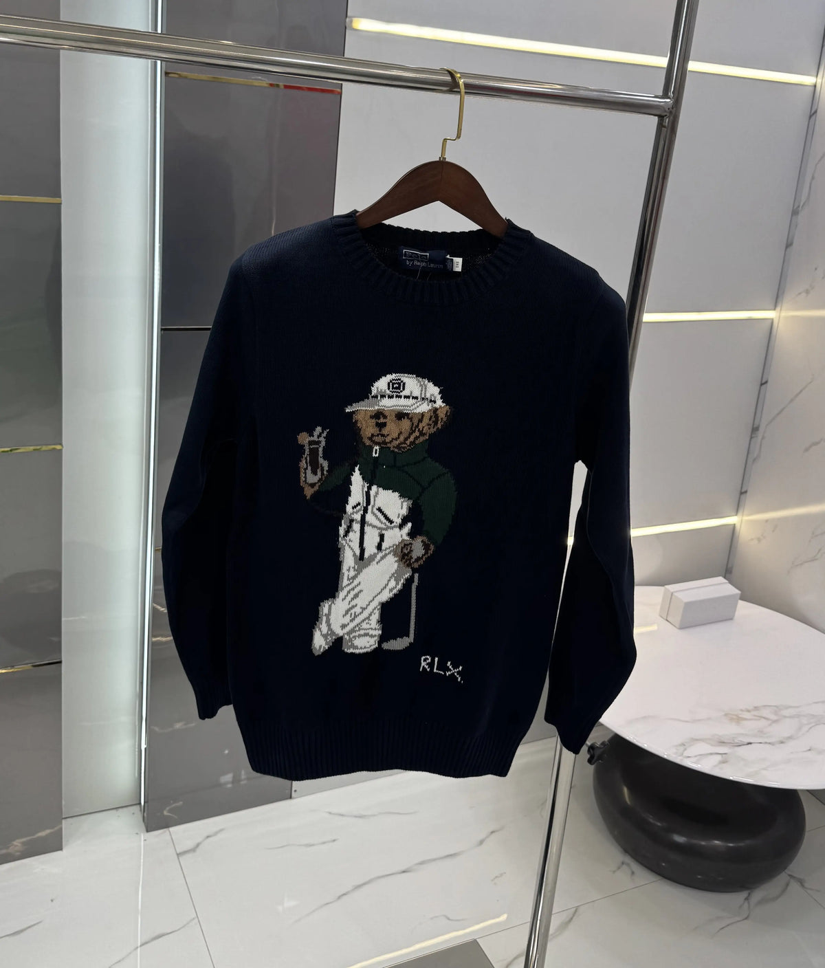 Ralph Laure n Navy Blue Golf Teddy Knitted Imported Pull Over