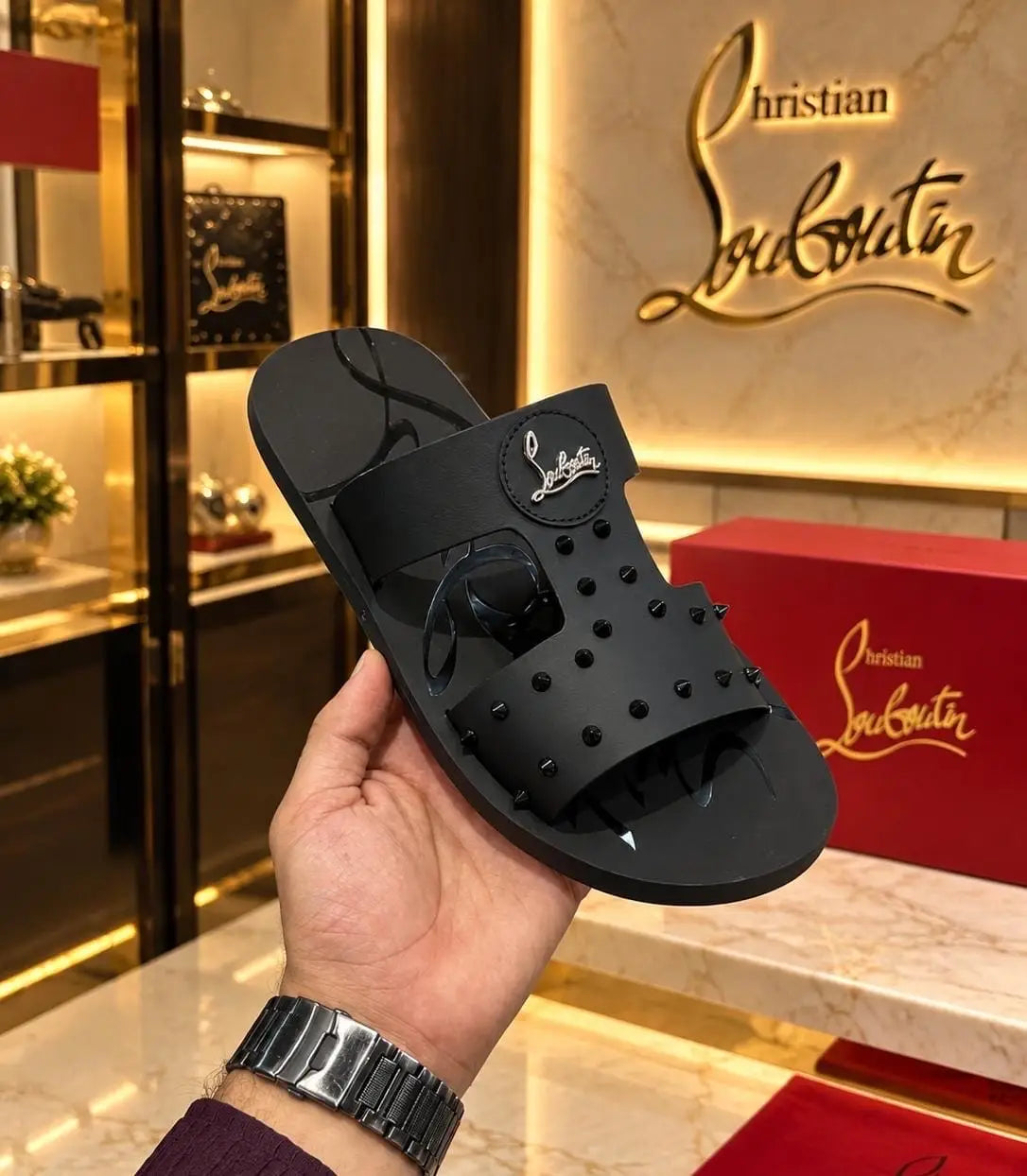 Christian_Louboutin_Pam Black Flat Premium Luxury Slide