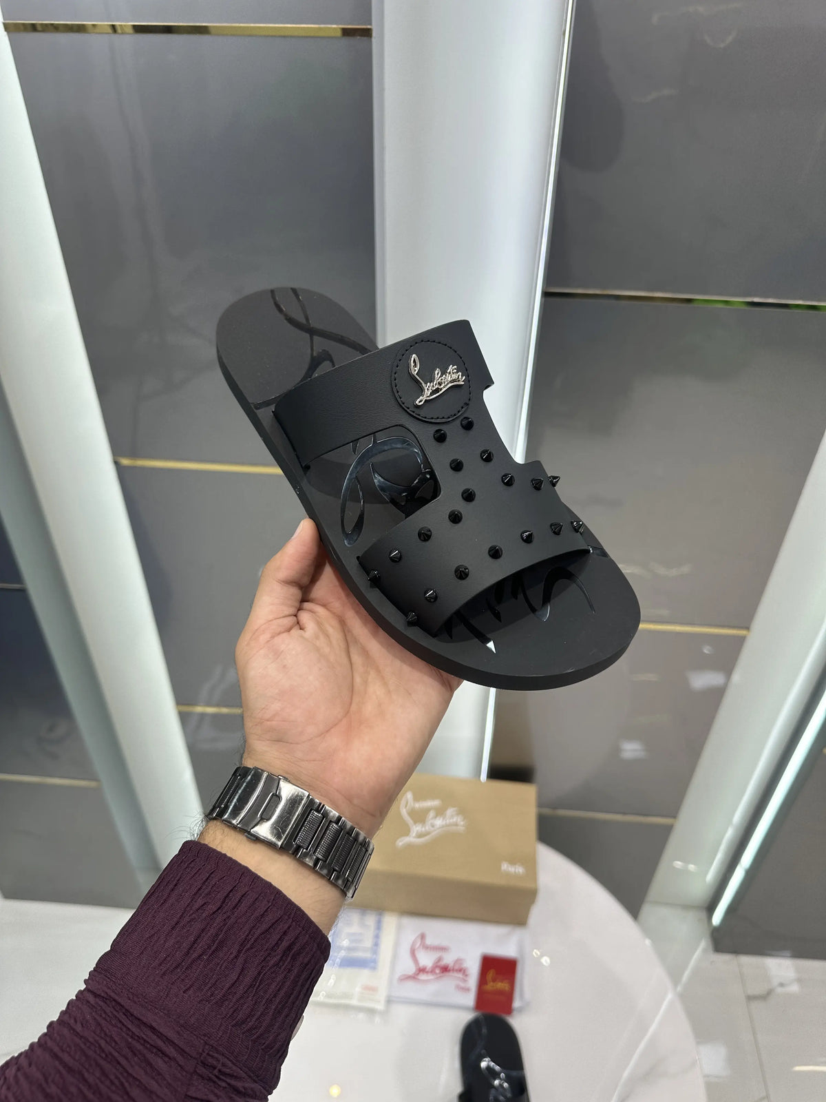 Christian_Louboutin_Pam Black Flat Premium Luxury Slide