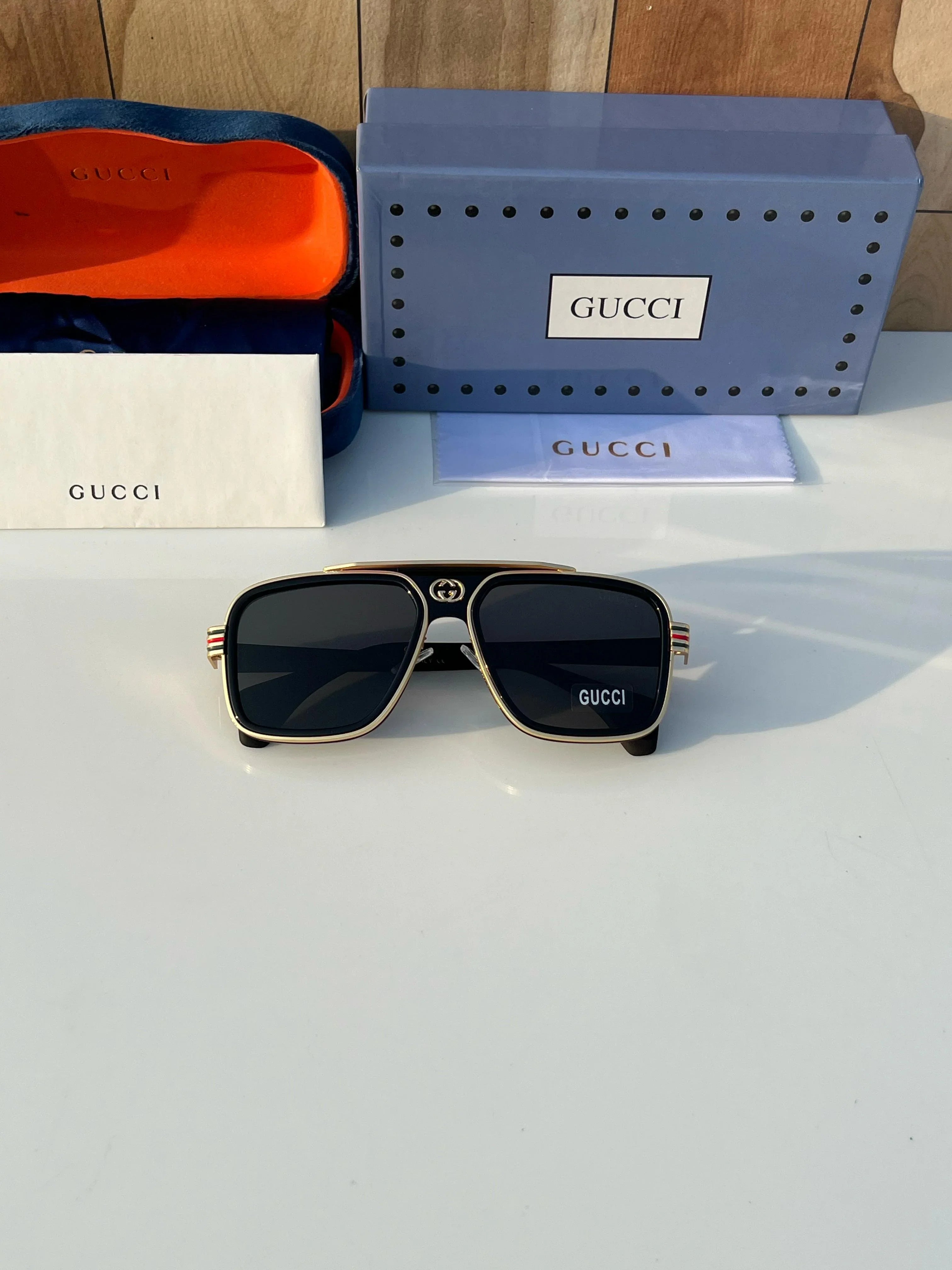 Guc_ci Black Unisex Sunglass