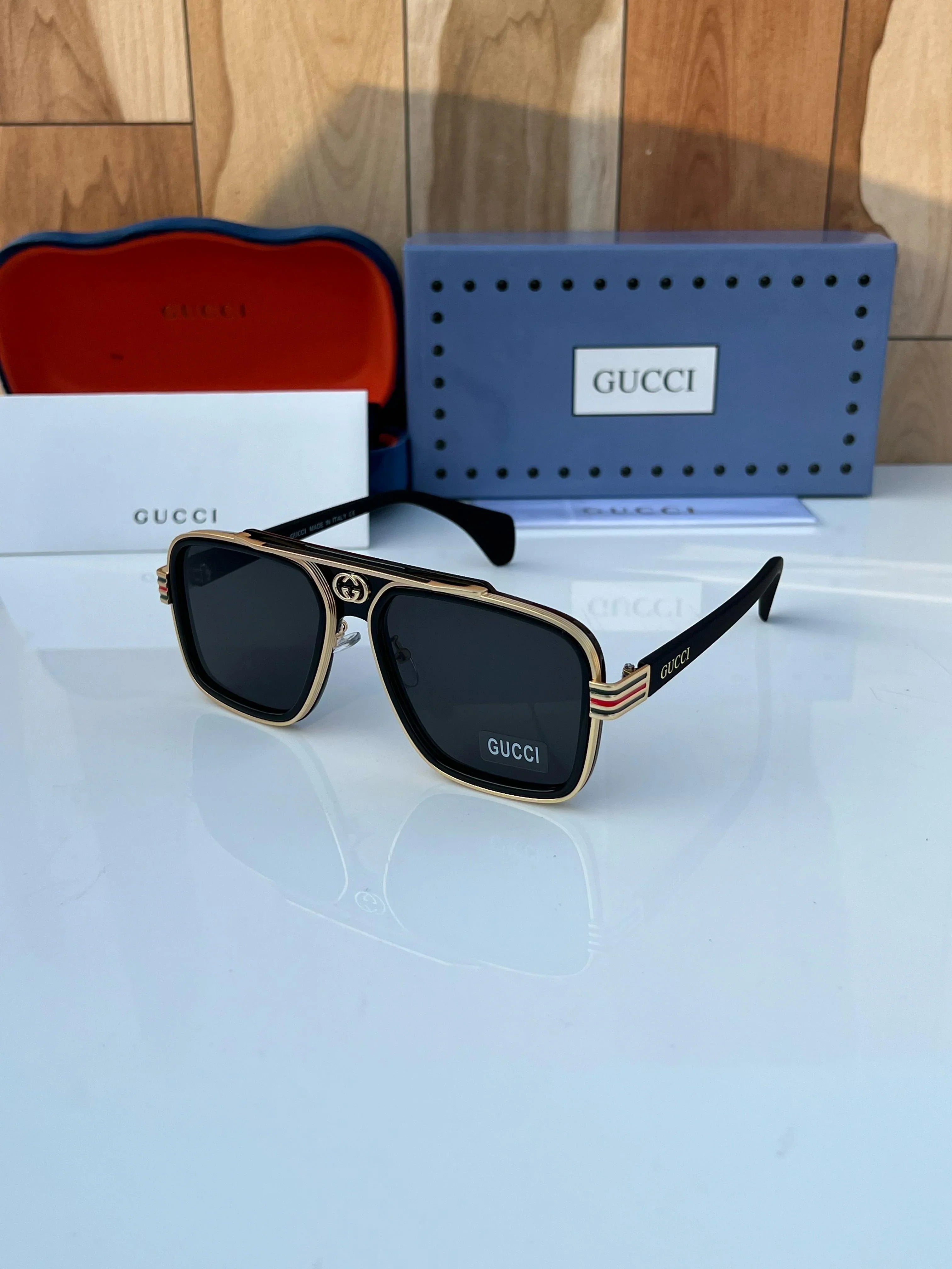 Guc_ci Black Unisex Sunglass