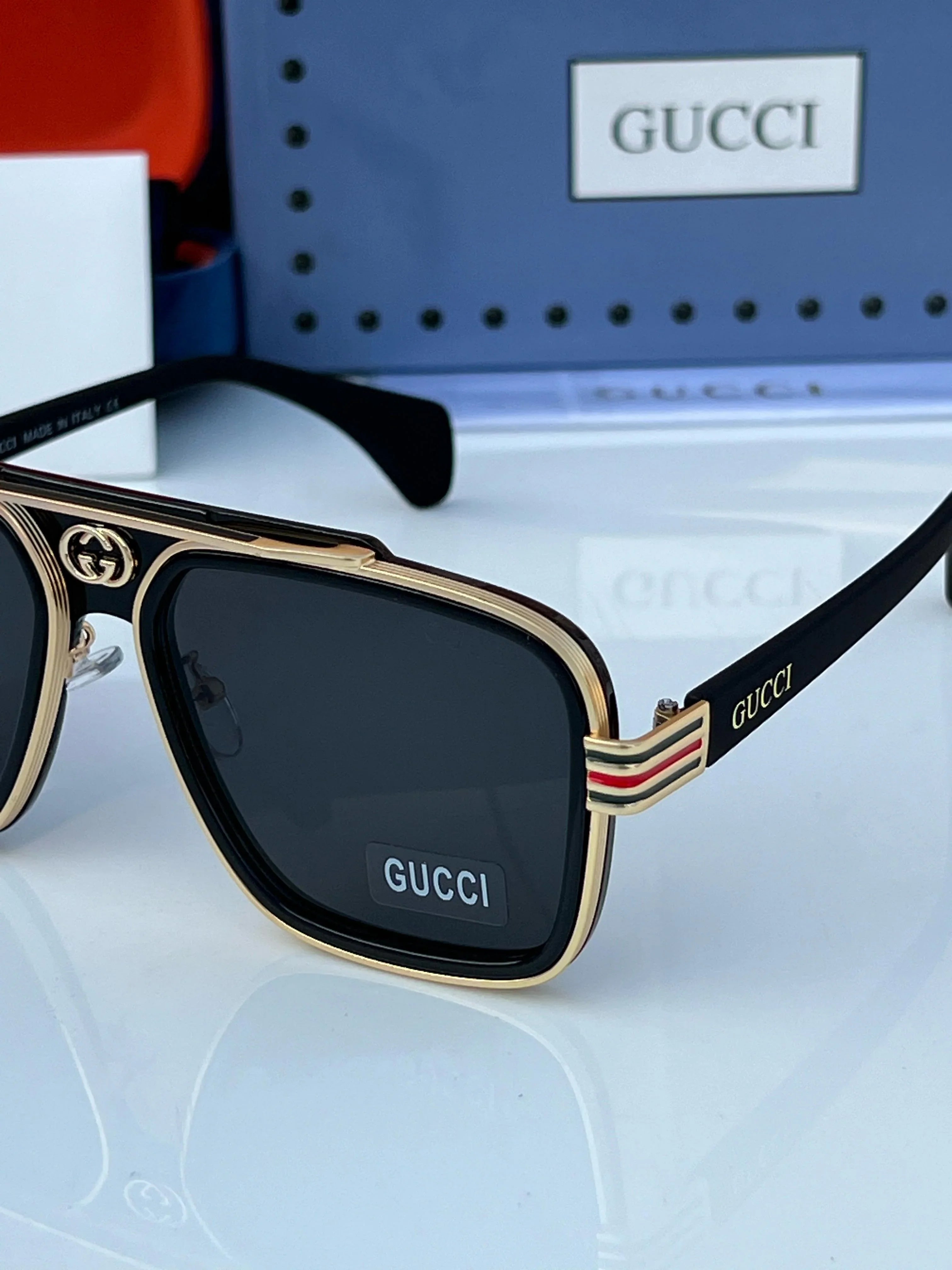 Guc_ci Black Unisex Sunglass