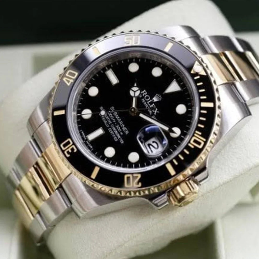 luxury Watch Submariner Silver Gold Black Metal Watch