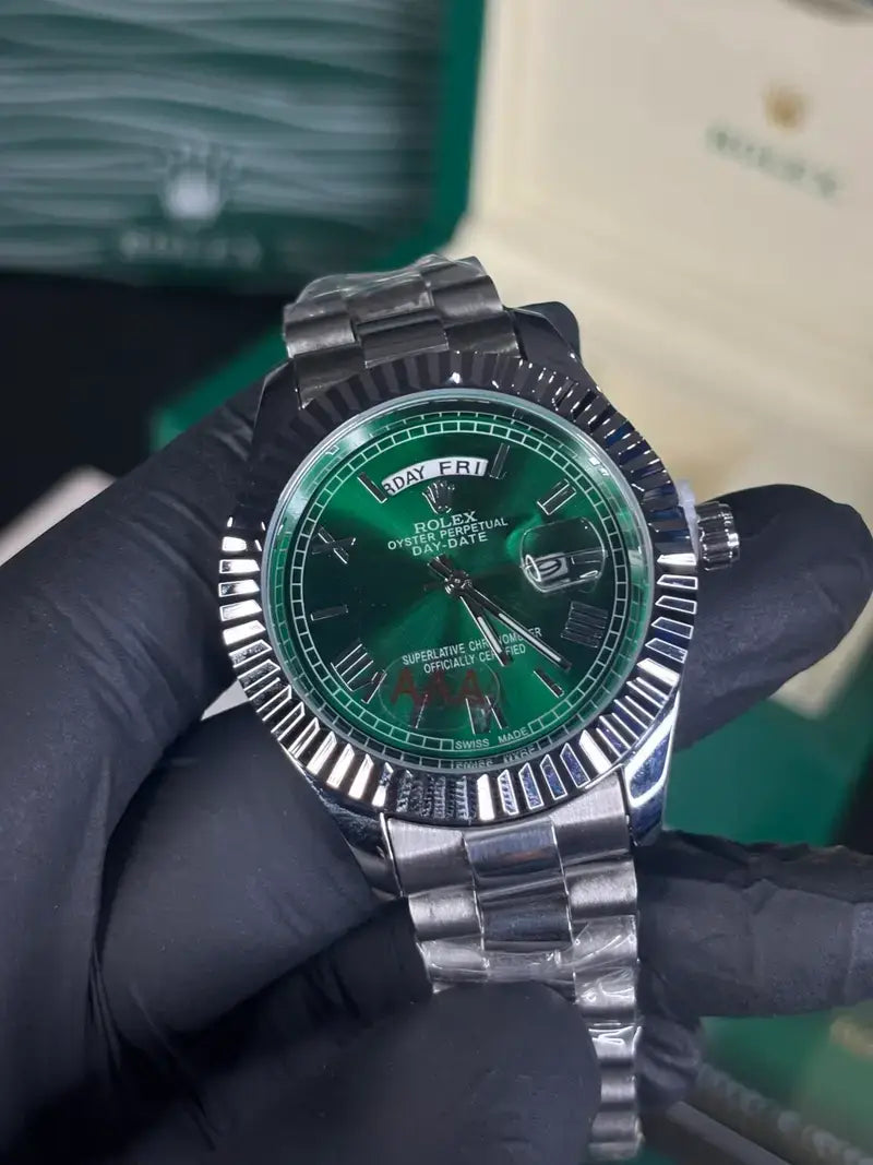 Rol_ex day date silver green