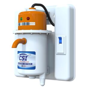 CSI INTERNATIONAL Instant Water Geyser 1 Liter | Portable water Heater | First Class ABS Plastic Geyser | Geyser with MCB, Auto Cut Off Feature | 1 Year Manufacturer Warranty - White Orange